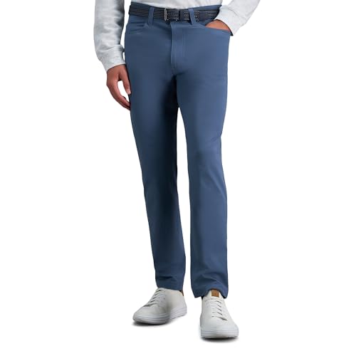 Haggar Men'S Sport Travel Performance Straight Fit 5-Pocket Stretch Casual Tech Pant Slate Blue