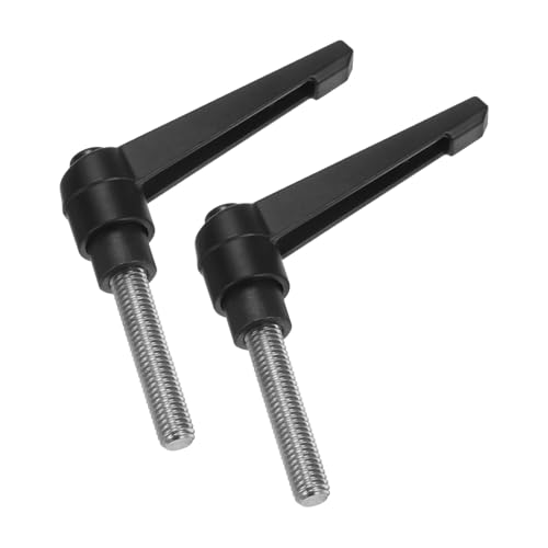 Image of uxcell 2pcs Clamping Lever Handles, M8 x 40mm 304 Stainless Steel Threaded Male Stud, Adjustable Handles Locking Quick Release Ratchet Push Button Bolt Knobs, Black