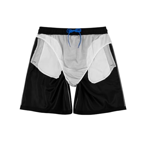Men's Swim Trunks with Zipper Pockets and Mesh Lining,Beach Shorts with Drawstring ，Quick Dry Swim Shorts, Solid Beach Shorts4