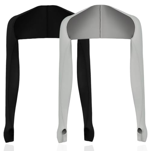 2 Piezas Protección UV Bolero Mujer, Bufanda de Protección Solar Seda de Hielo Bufanda de Enfriamiento Puños de Brazo con Agujeros para los Dedos Guantes sin Dedos Mangas