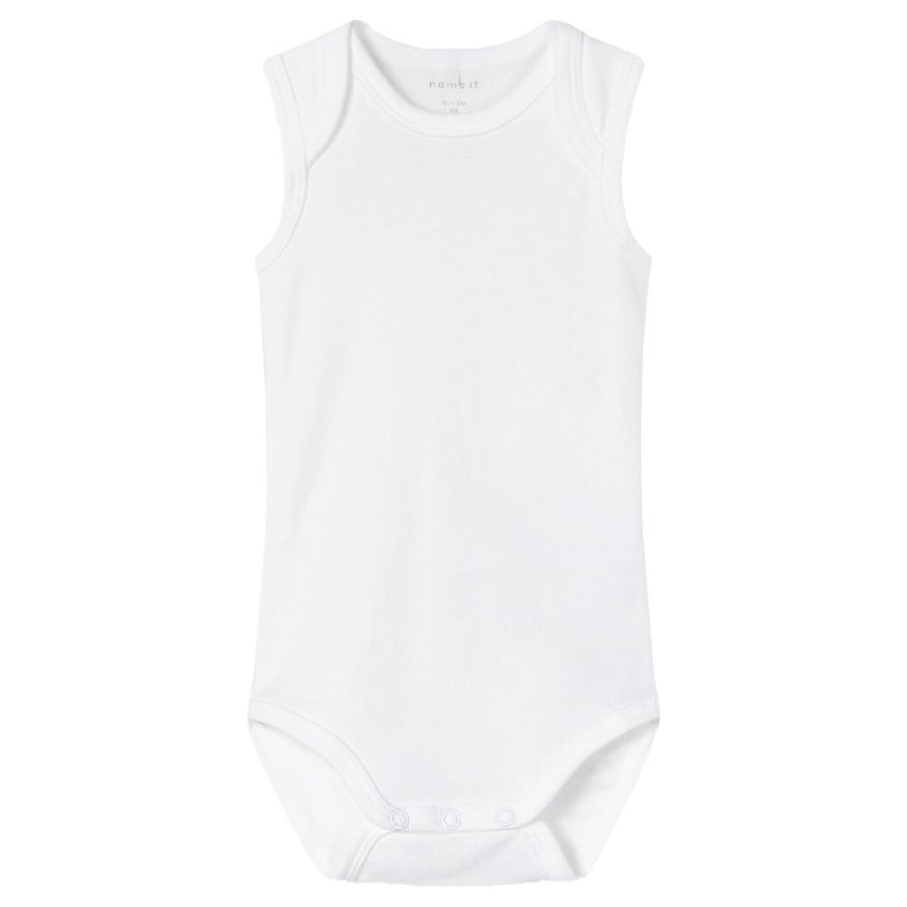 NAME IT Unisex Baby Nbnbody 3p Tank Solid White 3 Noos Schlafanzug
