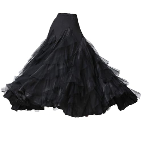Glixoft Damen-ballsaal-Tanzrock, Spanischer Langer, Flamenco-Walzer-Tanzrock, Klassisches Großes Swing-tanzkleid, Tanzkostüm