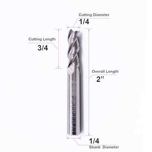 Image of 1pcs 1 /4 Roughing End Mill for Aluminium, 3 Flutes Carbide CNC Router Bit, 1 /4 inch Shank, 3 /4 inch Cutting Length, 2 inch Overall - for Aluminium Alloy
