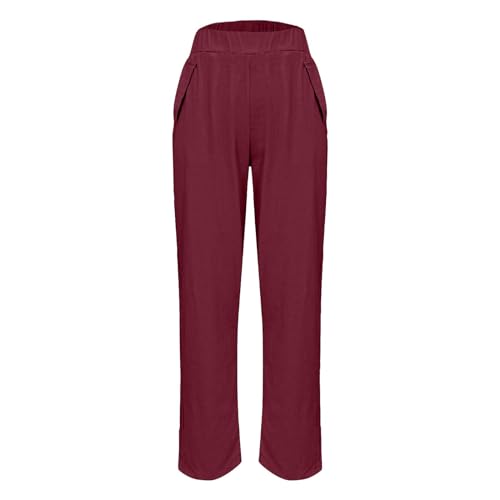 Hvyesh Linen Pants Women, Lightweight, Summer, Baggy, Comfy, Cropped Pants for Women, Elastic, High Waisted, Casual Pants4