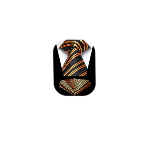 Image of HISDERN Mens Ties Solid Color Tie and Pocket Square Set Classic Woven Formal Neckties & Handkerchief Wedding Party