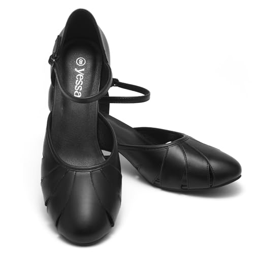 YESSA 1920s Shoes for Women Character Shoes Ankle Strap Dance Shoes for Ballroom Salsa Folklorico Tango Swing 2" Dancing Heels2
