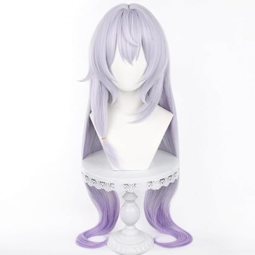 Image of Anime White Gradient Purple Wigs with Bangs Women Long Straight Wig Layered Haircut COS Game Black SwanWigs Halloween,Christmas,Comic con,Game Show,Party