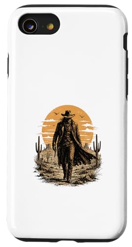 Carcasa para iPhone SE (2020) / 7/8 Desierto Outlaw Cowboy Sunset Western Vintage Art