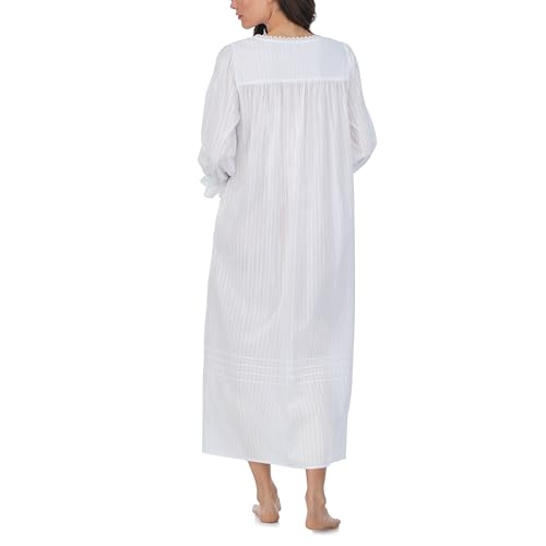 Image of Eileen West Sleepwear & Loungewear for Women - Dobby Stripe Collection - 100% Cotton Longsleeve Full-Length Robe Nightgown