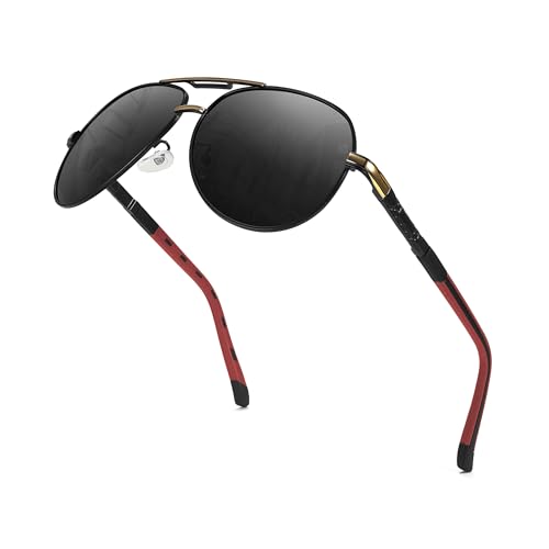 Image of Karsaer Polarized Aviator Sunglasses for Men Stylish 100% UV 400 Protected Metal Frame Style Classic Pilot Women Glasses E1376
