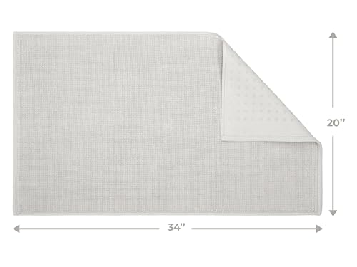 Image of Cotton Paradise 100% Cotton Turkish Bathmat Rug, Soft Absorbent Quick Dry Non Slip, 20x34 Bathmat Rug, Silver Grey