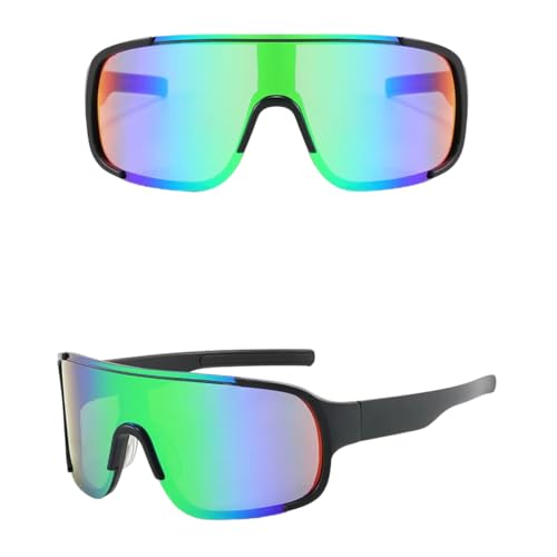 Image of Windproof Wraparound Shield Sports Sunglasses for Men Women Stylish | UV Protected Durable Mirrored Cricket Driving Cycling Riding Goggles | Anti Glare Cooling Shades