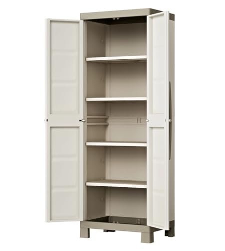 Keter Armoire Haute Excellence - Armoire de Rangement en Résine - Étagères Modulables, Pieds Surélevés - Cuisine, Garage, Atelier, Placard - 68 x 39 x 182...