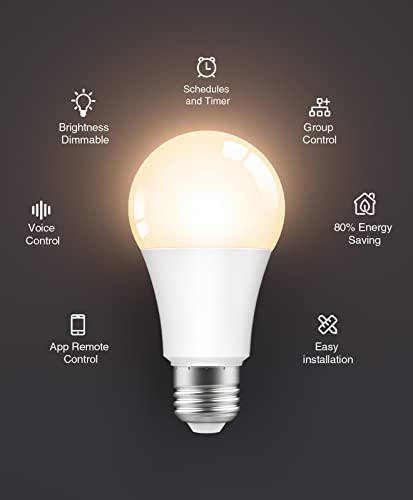 OHMAX LED Smart Bulb E27, Wifi Bulb with Energy Saving, Light Bulb Compatible with Alexa, Google Home, Timer&APP Control, Dimmable, Warm White, 2 Packs