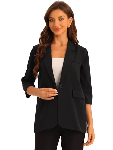 Allegra K Work Office 3/4 Sleeve Business Casual Outfits Blazers for Women's Lapel Collar Dressy Casual Suit Jacket