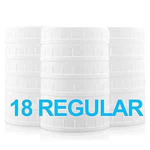 [18 Pack] Plastic REGULAR Mouth Mason Jar Lids for Ball, Kerr and More – White Plastic Storage Caps for Mason/Canning Jars