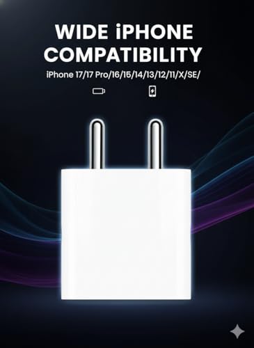 Image of HANYCONY 20W USB-C Fast Adapter for iPhone 16 15 14 13 12 11 Series | PD Power Adapter | BIS Certified | Original Charging for Lightning-Speed (Support Upto 27W) |No Cable