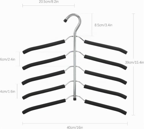 4 Pack Mehrlagiger Kleiderbügel，5 Bügel pro Aufhängung, mit Aufhänger platzsparend für Kleiderschrank,Oberbekleidung,platzsparend… – Ansicht 6