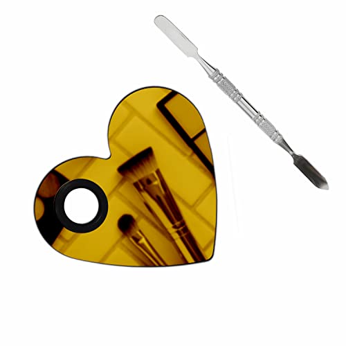 Image of Brain Freezer Shiny Makeup Palette with Stainless Steel Heart Shape Spatula, Golden 100 g