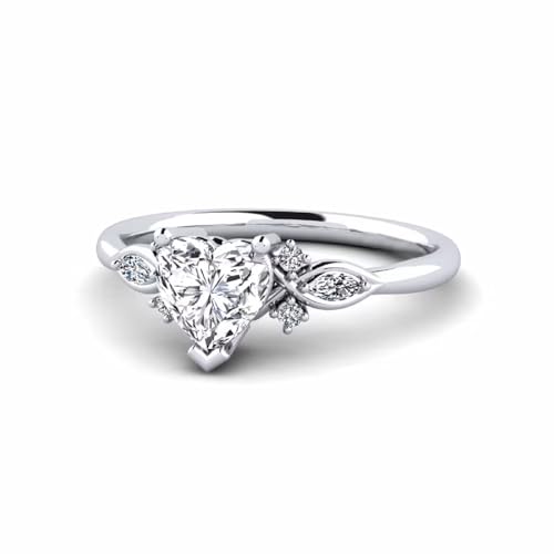 1CT Heart Moissanite Engagement Rings for Women 925 Sterling Silver/10K/14K/18K Gold Rings for Wife Bridal Wedding Anniversary Promise Rings2