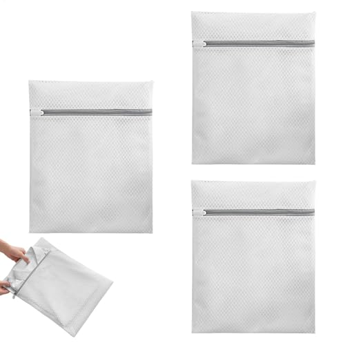 Bolsa de lavandería para prendas delicadas, paquete de 3 bolsas de malla para lavar prendas delicadas, organizador portátil de lencería, red fina transpirable, almacenamiento de ropa de viaje para