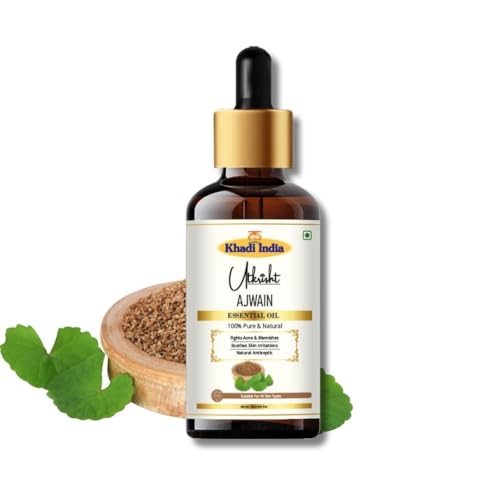 Image of Khadi Ajwain Essential Oil 15 ml | Trachyspermum ammi | Pure & Natural | For Acne & Blemishes | Muscle Relaxation | Face & Body Massage Oil | All Skin Types | Aromatherapy for Men & Women