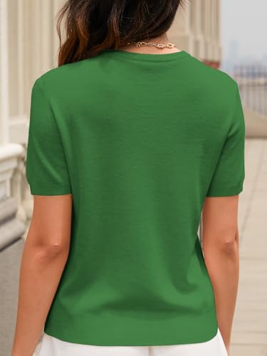 Image of SANGTREE Short Sleeve Sweater for Women Crewneck Summer Knit Tops | Summer Knit Pullover Tops.Perfect for Daily,Work,Home,Holiday,Travel,Shopping Etc.