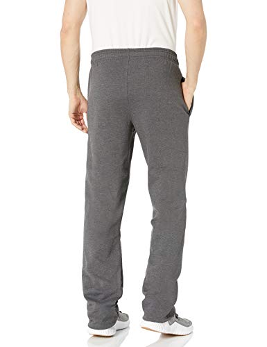 Champion Men's, Powerblend, Fleece, Open-Bottom Sweatpants (Reg. Or Big & Tall), Granite Heather C Patch Logo, Large #TOP1