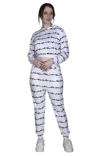 Image of GRECIILOOKS Co-ord Set for Women Stylish | Crop Top Fit Lycra Winter Hoodie set | Woolen Sweatshirts & Hoodies & T-Shirt For Girl | Printed Drawstring Trouser Clothes Hoodie with Pocket