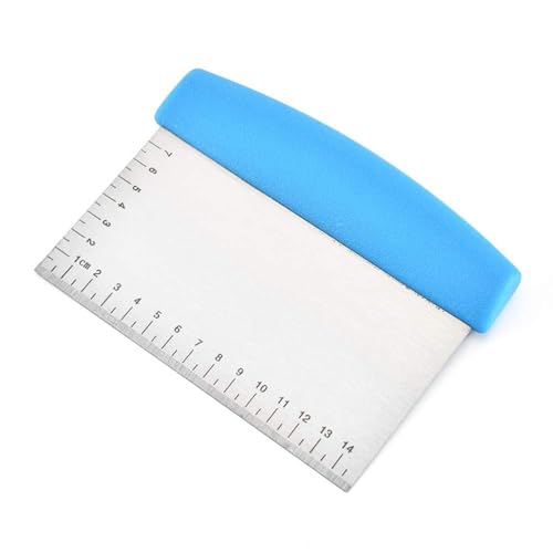 Image of Bench Dough Scraper Chopper Stainless Steel Kitchen Utensil Multipurpose Pastry /Food Cutter Scraper Baking Tool for Cake, Pizza, Bread, BBQ (Pack - 1) (Blue)