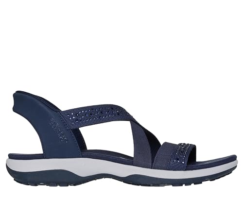 Skechers Skechers Women's REGGAE SLIM - SUMMER SPARKLE, Hands Free Slip-Ins Jeweled Stretch Knit Sandal, Navy, 8M