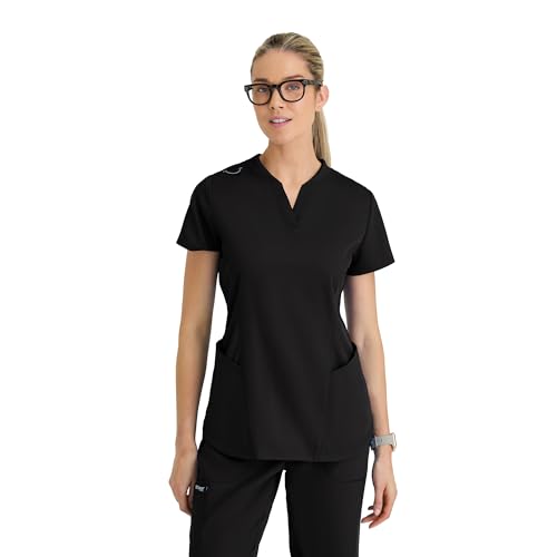 BARCO Grey’s Anatomy Classic Erin Scrub Top for Women – Black, 4-Pocket Classic Fit Shirt with Natural Stretch, Soil Release Fabric, and Super-Soft Finish – Medium, Regular Fit