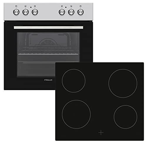 FINLUX Einbauherd Set Backofen Glaskeramik Kochfeld Umluft Grill versenkbare Knebel