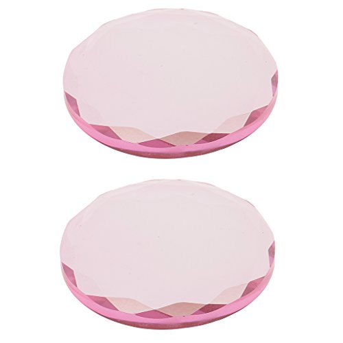 MagiDeal 2Pieces Crystal Glass Eye Lashes Adhesive Glue Pallet Holder for Extensions - Pink/Blue, Pink