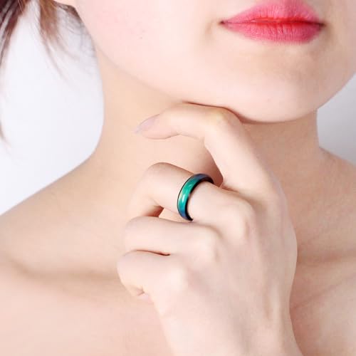 Temperature Changing Mood Ring for Men and Women, Stainless Steel Durable Wedding Band, Waterproof Couple Jewellry, Sporty Design Gift Y18542