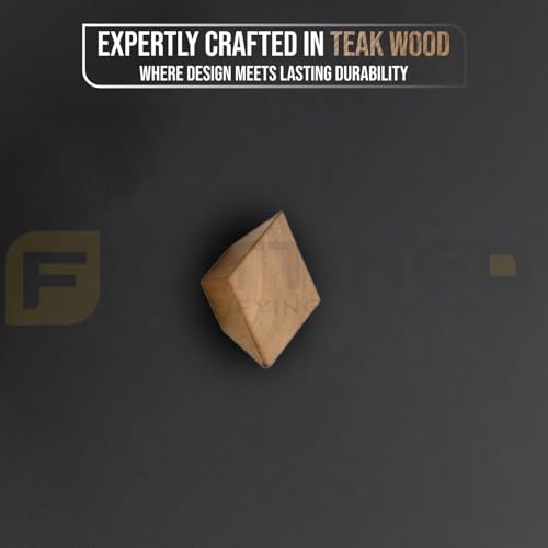 Image of 10 Pieces Solid Teak Wood Square Drawer Knob| Wooden Cabinet & Wardrobe Door Handle | Natural Finish Geometric Furniture Knob for Cupboard, Kitchen Drawer & Dresser Hardware - 1.5 Inch