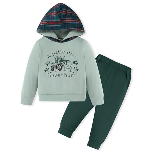 Toddler Boy Clothes 12M-6T Plaid Patchwork Hoodies Sweatshirt+ Pants Casual Baby Boys Outfits 2Pcs Sets