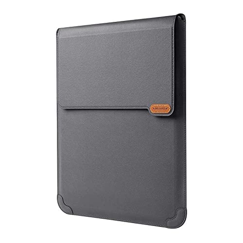 Image of Nillkin Notebook /MacBook Versatile Leather Sleeve 3 in 1 Type - Sleeve, Adjustable Stand, Mouse Pad, Heat Dissipation Cooling, Water Proof Upto 14 inch Inch Laptops Grey Color