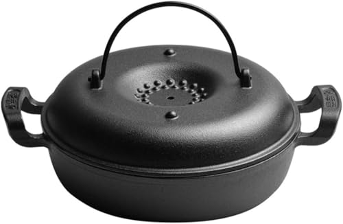 pisipe 石鍋 高木金属工業 石焼鍋 焼き芋器 ホーロー石焼きいも器 石付き IH200V・ガスコンロ対応 多機能鋳鉄鍋 防錆 速い熱伝導と (24.5CM)