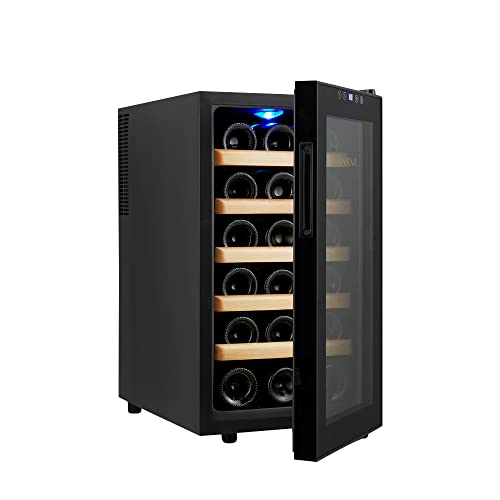 COOLBABY Wine Cabinet Wine Cooler Air-Cooled Thermostatic Wine Cabinet Freestanding Compact Wine Fridge Built in LED Lights Silent 10-18C 18 Bottle Capacity