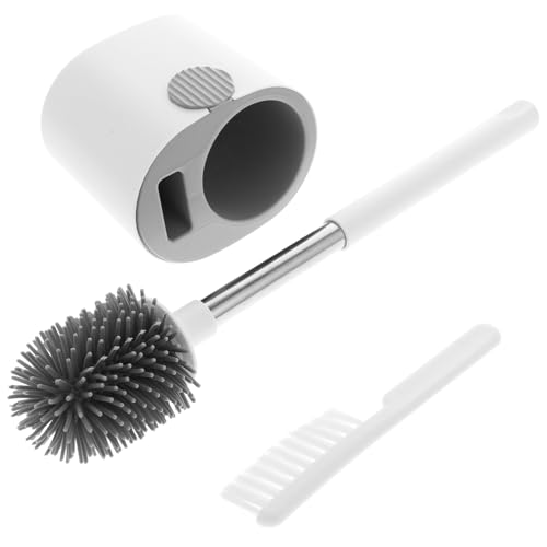 Garneck Cepillo de Baño con Ventosa para Colgar Acero Inoxidable Mango Ergonómico Accesorio de Limpieza para Inodoro sin Taladro Adecuado para Baño Hogar y Hotel
