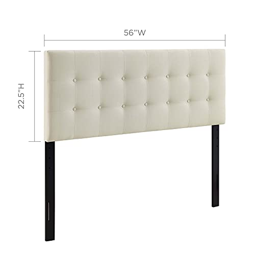 Modway Emily Tufted Button Linen Fabric Upholstered Full Headboard In Ivory #TOP2