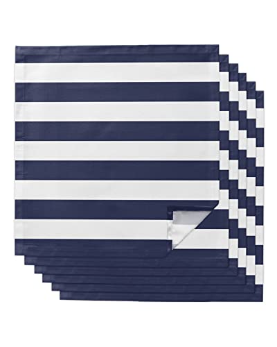 Servilletas de Tela a Rayas Azul Marino Set x6 miniatura 1