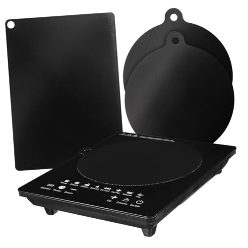 Hohopeti 4 Piezas Protector Inducción Silicona Negro Alfombrillas Antideslizantes Resistentes Aceite para Cocina Inducción Multitamaño