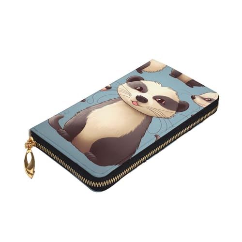 Hairy Ferret Wallet For Women Men Clutch Rfid Blocking Leather Wallets Large Capacity Purse Credit Card Holder Money Case With Zipper Phone Holder Long Travel Purse3