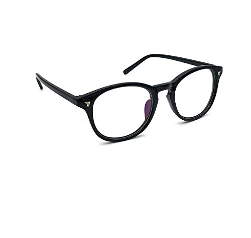 Image of Roshfort Unisex Oval Blue Cut Zero Power Full Rimless Computer Glasses Spectacle Frame (Black, E-3)