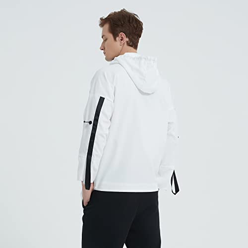 Image of GURUNVANI Men's Hooded Windbreaker Jacket Zip Up Patchwork Hoodie Anorak