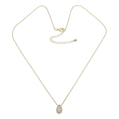 MINDDHA 14K/18K Gold Plated Teardrop Cubic Zirconia Pendant Necklace for Women | Elegant and Dainty Jewelry | Gold Plated Options | Perfect for Any Occassion or Gifts, 15-18 Inches + 3 Inch extender3