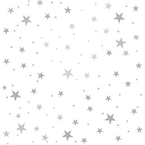 Star Wall Decals (144 Count) Star Decals Nursery Decals Removable Peel&Stick Wall Decals (Vintage Silver) Cover