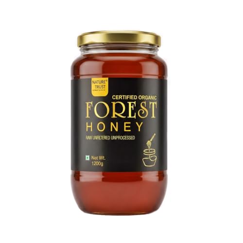 Nature Trust Raw Organic Forest Honey,1200 Gram, Wild, Unprocessed, Unheated, Non Pasteurized, Original Honey 100% Pure and Natural (1.2 Kg)